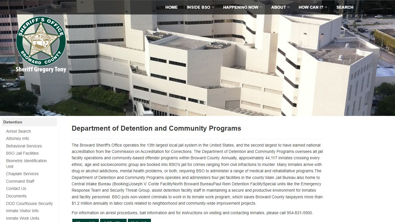 Department of Detention | Broward County - Broward Sheriff's Office